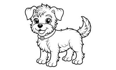 Fototapeta premium Charlie dog Kids vector line art and silhouette t shirt design, elegant detailed illustration, perfect for printable coloring pages, art therapy relaxation and stress relief activities.