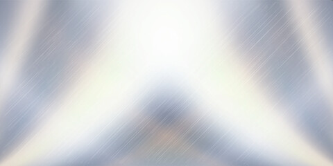 Abstract Light Rays with Soft Gradient and Diagonal Lines. Silver foil background with metal mirror texture. Chrome gradient surface with light gloss.