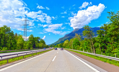 Fototapeta premium Autobahn A13 bei Balzers in Richtung Norden (Schweiz)