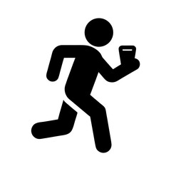 Futuristic runner sprinting through neon cyberpunk city holding glowing device dynamic motion graphic novel style