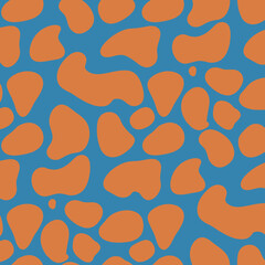 Abstract Orange Blue Seamless Organic Shapes Pattern