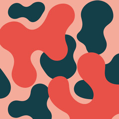 Abstract Blob Pattern Coral Teal Pink Organic Shapes