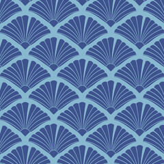 Japanese Fan Pattern Seamless Blue Background