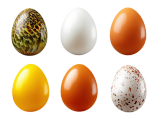 Egg Variety: A vibrant collection showcases the beauty and diversity of egg in various colors, shape and texture. Reflecting the versatility of nature's culinary marvel and symbol of life.