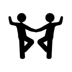 Mirrored Figures Dancing in Cosmic Galaxy Silhouette of Balance Unity and Harmony