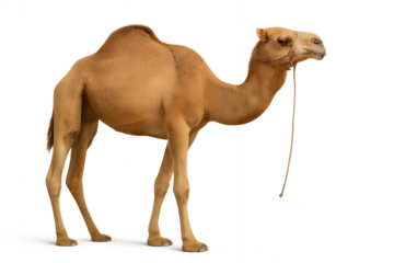 Dromedary Camel Standing Isolated on Transparent Background