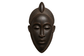 African Tribal Wood Mask Isolated on Transparent Background