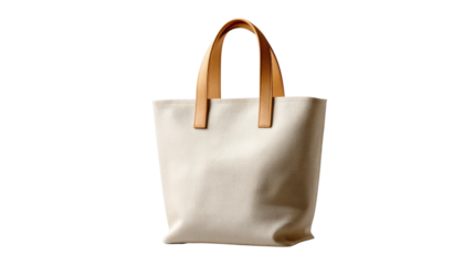 Elegant Canvas Tote with Leather Accents: A minimalist composition of a beige canvas tote bag, showcasing its clean lines and refined details with supple leather handles.