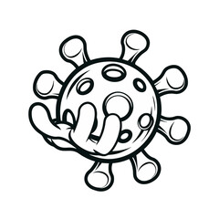 3d virus esport mascot logo design line art