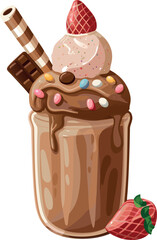  milkshake chocolate strawberry vanilla ice cream eps on white background