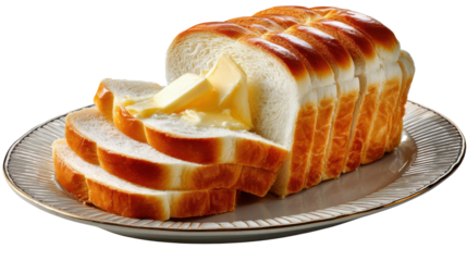 Golden Toast: Indulge in the simple pleasure of golden toast with a generous pat of butter, artfully arranged on an elegant plate, a testament to the warmth and comfort of home.