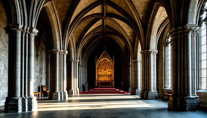 Fototapeta premium Majestic Gothic Throne Room Architectural Grandeur