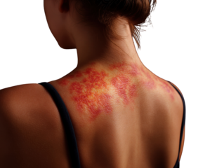 Bruised Shoulder: An evocative medical image showcases a person's shoulders adorned with a constellation of bruises. Evoking the essence of physical strain.