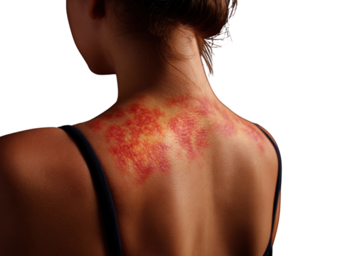 Bruised Shoulder: An evocative medical image showcases a person's shoulders adorned with a constellation of bruises. Evoking the essence of physical strain.