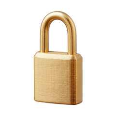 Fototapeta premium Detailed Close-Up of a Shiny Golden Padlock Isolated on a White Background for Security and Privacy Concepts
