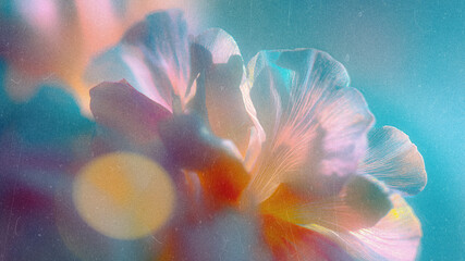 Soft Blurred Y2K Florals Vintage Backgrounds. Colorful flowers in soft focus with gentle hues creating a tranquil and dreamy atmosphere © Iren Art