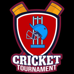 06Cricket shield emblem element logo template. cricket logo icon vector design illustration in isolated