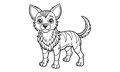 Fototapeta premium Buddy dog Kids vector line art and silhouette t shirt design, elegant detailed illustration, perfect for printable coloring pages, art therapy relaxation and stress relief activities.