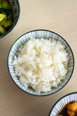 Bowl of rice close up