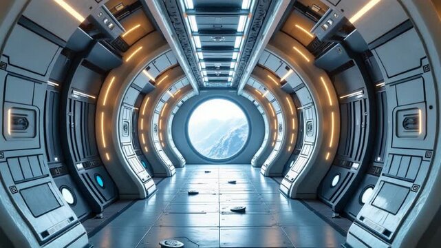 interior of futuristic internation space station