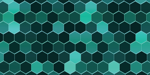 Art & IllHexagonal cyberspace green background. Hexagon grid tech pattern.ustration