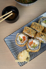 Tempura rolls close up