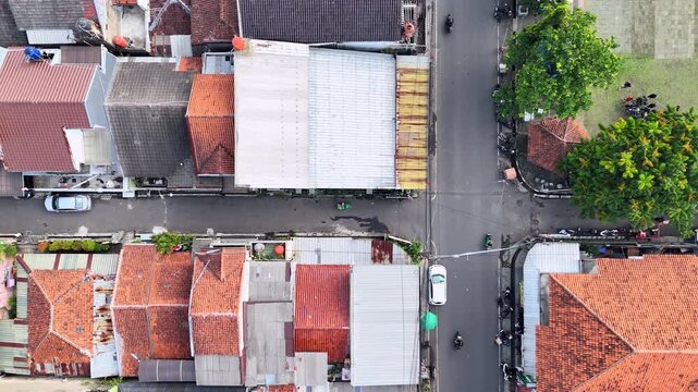Aerial View of Urban Intersection.