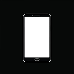 Flat Design Black Smartphone Isolated on Black