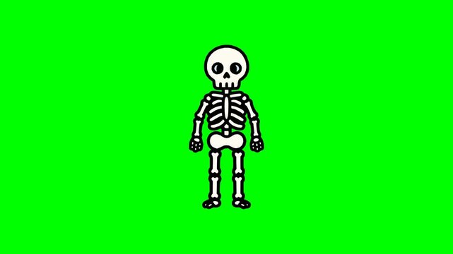 Funny Halloween skeleton icon with smiling skull perfect for scary yet playful holiday design