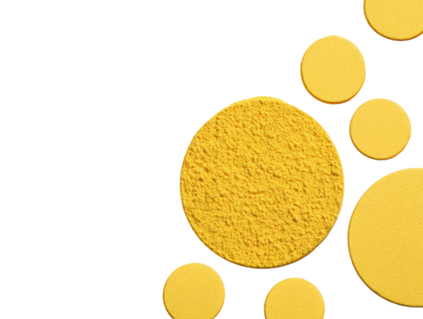 Abstract graphic design.  Layered circles of textured yellow