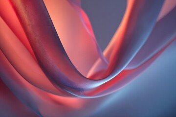 Fototapeta premium Close-up of the soft, rounded shape and color gradient from red to blue, resembling an abstract form. 