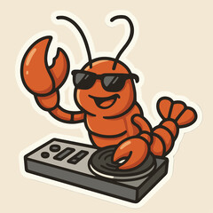 funny vector illustration of a crab as a DJ