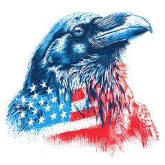 USA Flag raven vector illustration