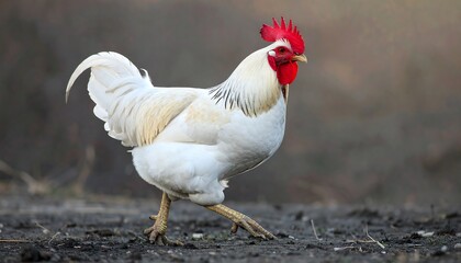 White rooster on dark ground