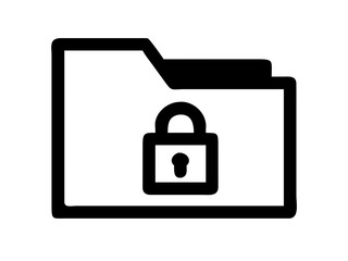 A folder icon with a padlock in the center representing secure data and information storage concept usage