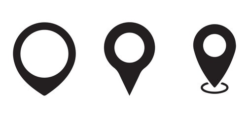 Modern Location Marker Icons in Black and White for UI Design