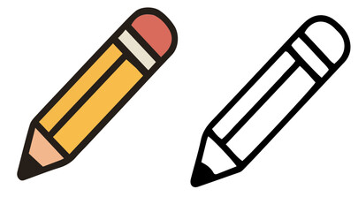 Cartoon style pencil icons for education or writing
