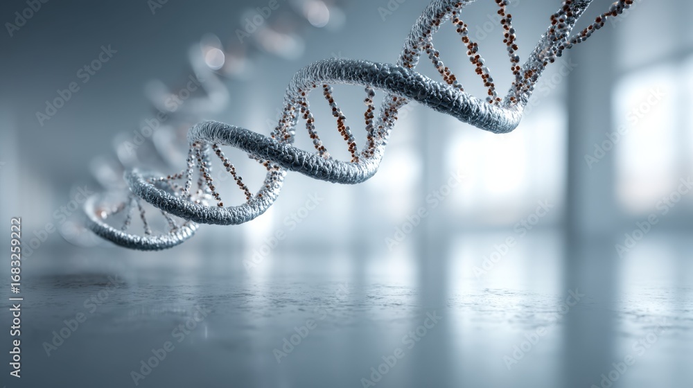 Poster a stylized depiction of a dna double helix, emphasizing its intricate structure and significance in 