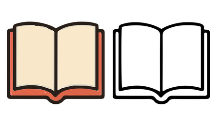 Open book icons, outline and color. Learning, reading.