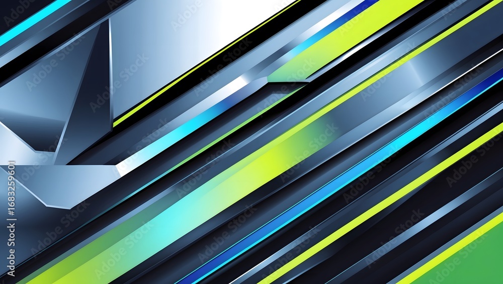 Poster abstract and dynamic geometric design with a sleek and modern aesthetic. the image features lines in
