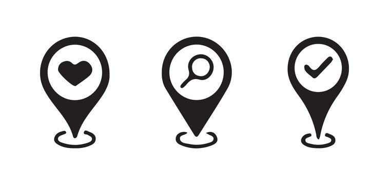 Outline Map Pinner Icons Collection in Black and White