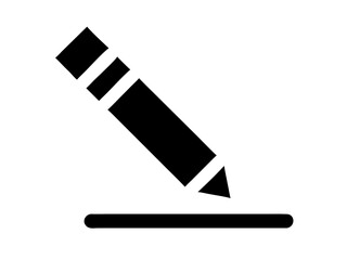 Illustration of a black pencil writing on a line against a white background in simple vector style