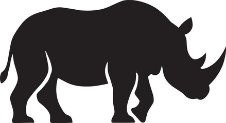 Rhino Silhouette with Big Horn | Bold Vector Safari Animal Illustration