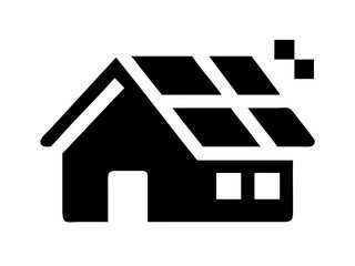 Illustration of a house with a roof and windows in black and white simple vector graphic design style