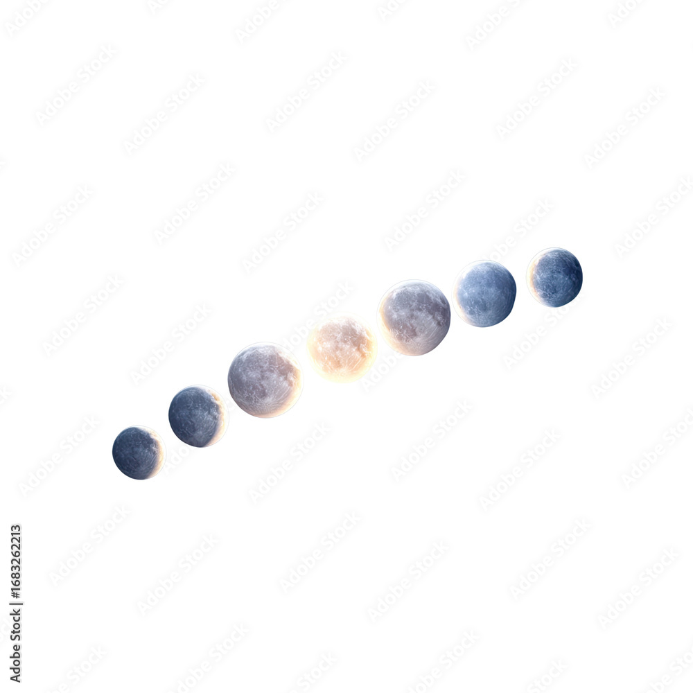 Poster phases of the moon captured in sequence displaying the waxing and waning cycles of lunar beauty agai