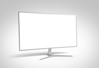 Smart television screen isolated on white Mockup. Computer monitor 3D rendering