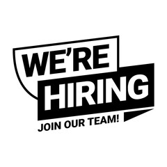 Fototapeta premium We are hiring. Open vacancy. We are hiring lettering about joining the team. Vector illustration