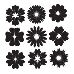 flower bud silhouette. Flowers, plants set silhouette. Vector illustration