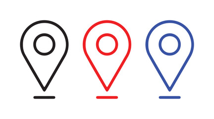 Navigation Icons in Black, Red, and Blue for Map Applications