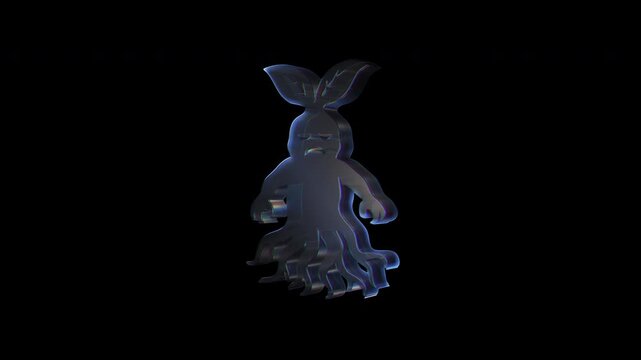 Glass mandrake rotating on black background